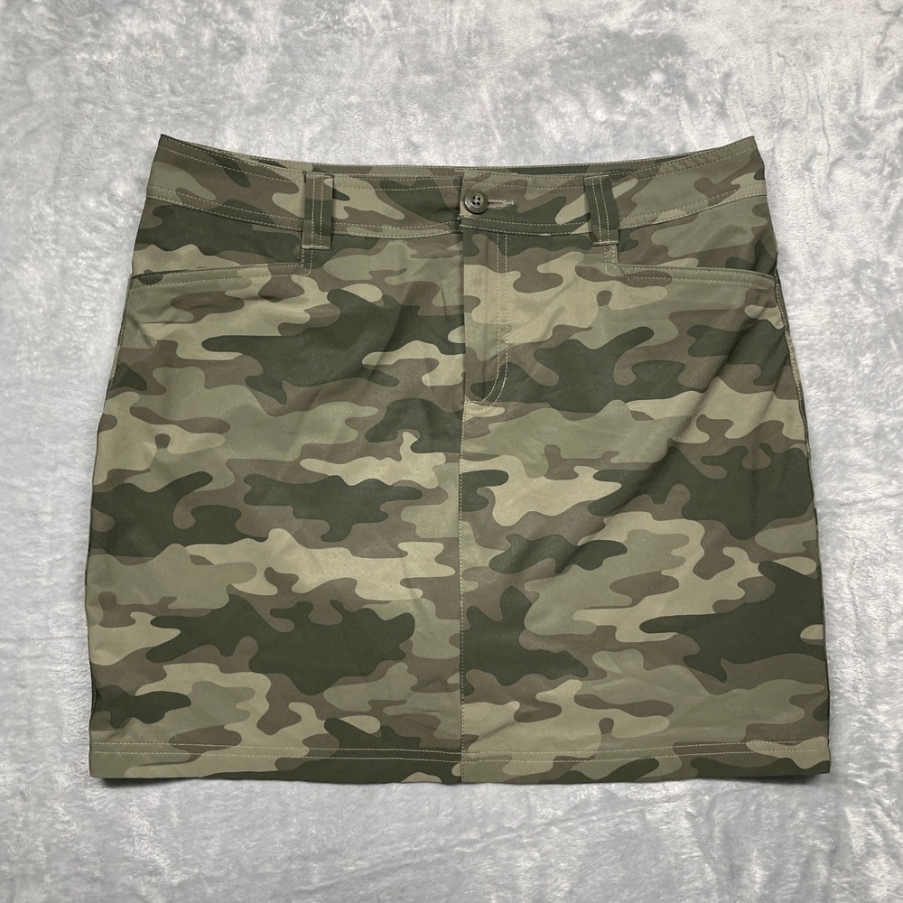 Eddie Bauer Skort Women 10 Green Camo Adventurer 2.0 Stretch Hiking Activewear
